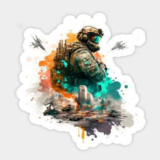 Soldier watercolor print Sticker